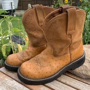 Ariat Fatbaby cognac ostrich print boots